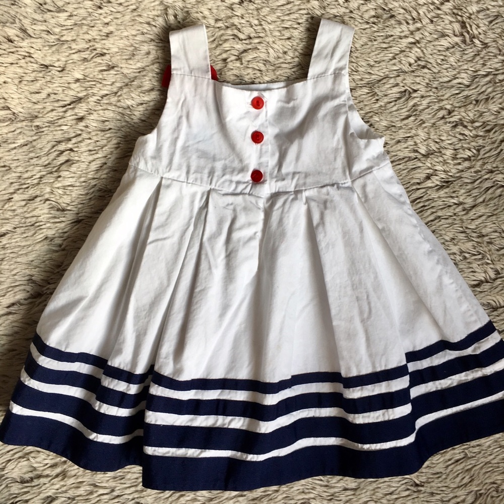 Nautical/Patriotic Red White and Blue Stripe Dress w Red Bows•Like New - Picture 3 of 4